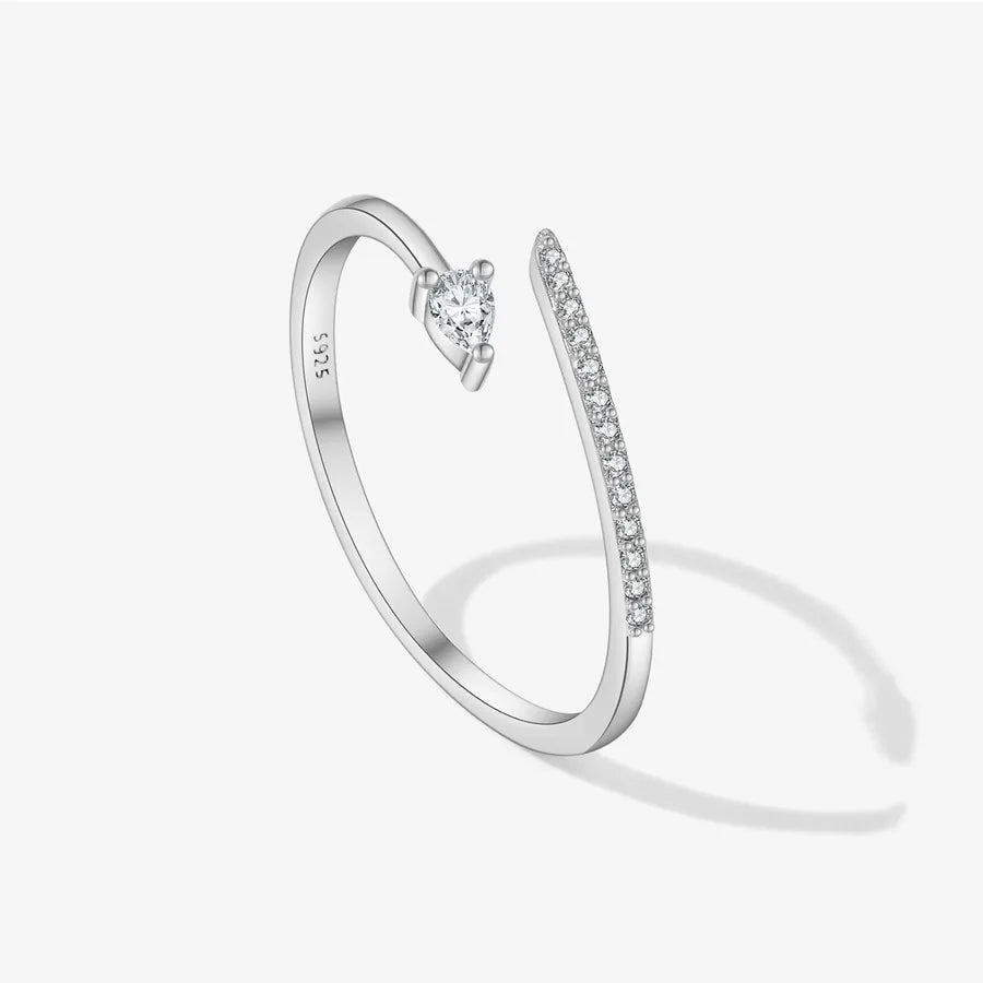 18K vergoldet Weißgold plattiert 925 Sterling Silber Zirkon geometrische offene Ringe 925 Sterling Silberringe | Shop Nory