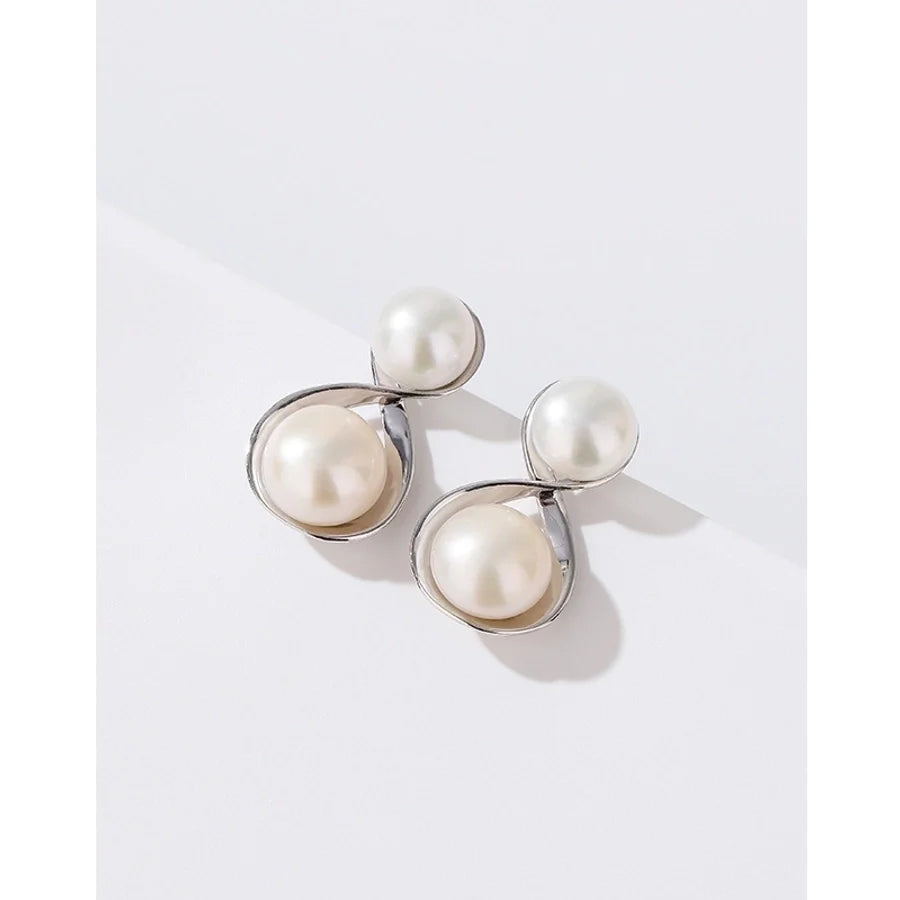 1 Paar 925 Sterling Silber Perle 925 Sterling Silber Ohrringe Geometrische Ohrstecker | Shop Nory