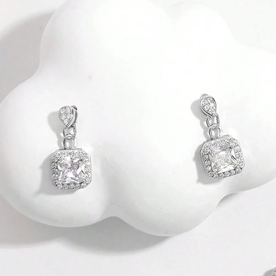 925 Sterling Silber Plattierte Platin Ohrringe und Halskette Set | Shop Nory