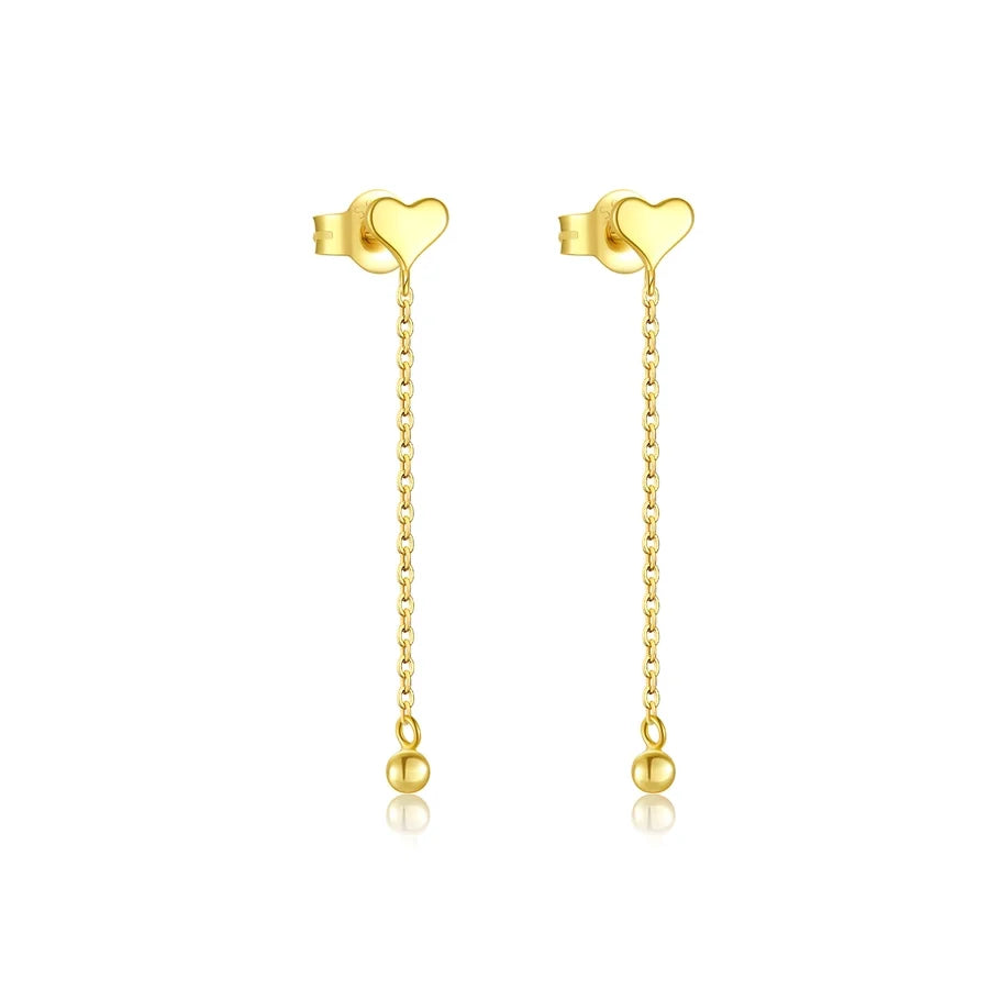 1 Paar 18K Gold Plattiert Weißgold Plattiert Sterlingsilber 925 Sterlingsilber Ohrringe Herzform Einfarbige Tropf Ohrringe | Shop Nory