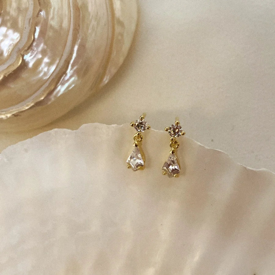 1 Paar 14K vergoldete 925 Sterling Silber Zirkon 925 Sterling Silber Ohrringe Wassertropfen Tropf Ohrringe | Shop Nory