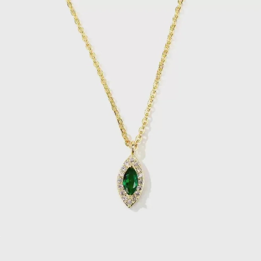 925 Sterling Silber Zirkon Kabelkette Einlage Geometrische Anhänger Halskette | Shop Nory