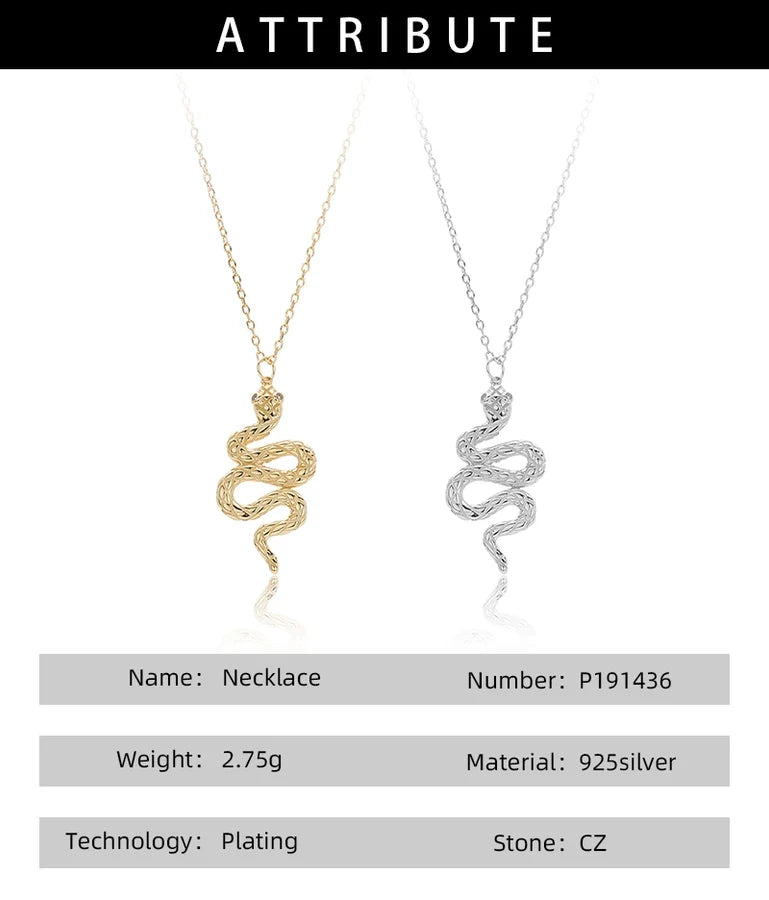 925 Sterlingsilber Zirkon Kabelkette Einlage Schlangenanhänger Halskette | Shop Nory