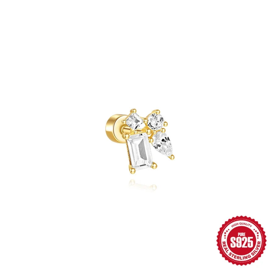 1 Stück Ohrknorpelringe & Steckern Einfacher Stil Klassischer Stil Geometrisch 925 Sterling Silber Opal Zircon Ohrknorpelringe & Steckern | Shop Nory