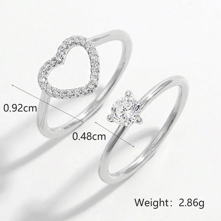 Weißgold plattierte 925 Sterling Silber 925 Sterling Silber Zirkon Herzform Ringe 925 Sterling Silber Ringe | Shop Nory