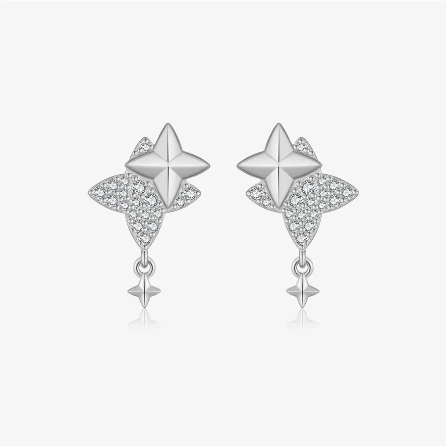 1 Paar 18K Goldbeschichtet Weißgoldbeschichtet 925 Sterling Silber Zirkon 925 Sterling Silber Ohrringe Stern Tropf Ohrringe | Shop Nory