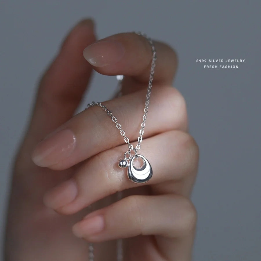 S999 Silber Kabelkette Beschichtung Silber Klumpen Anhänger Halskette | Shop Nory