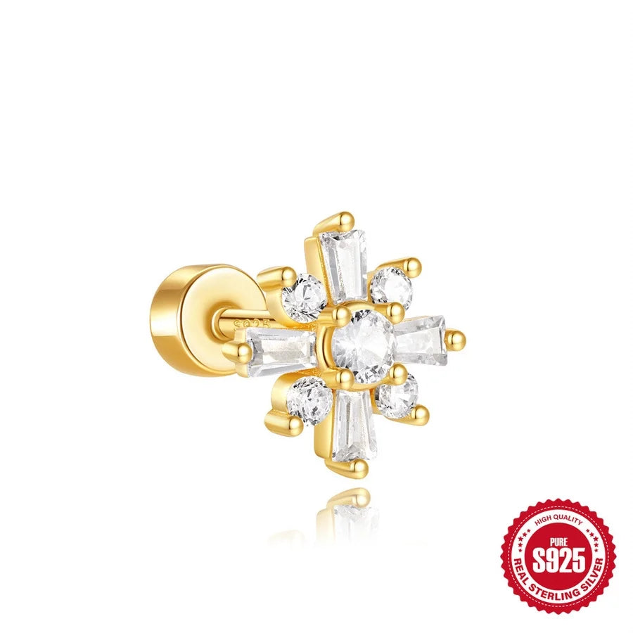 1 Stück Ohrknorpelringe & -stecker Cute Geometric 925 Sterling Silber Türkis Zirkon Ohrknorpelringe & -stecker | Shop Nory