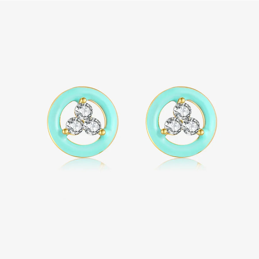 1 Paar 18K Vergoldet Weißgold Plattiert 925 Sterling Silber Zirkon 925 Sterling Silber Ohrringe Geometrisch Vierblättriges Kleeblatt Herzform Studs | Shop Nory
