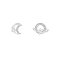 1 Paar 925 Sterlingsilber Zirkon 925 Sterlingsilber Ohrringe Stern Planet Mond Ohrstecker | Shop Nory