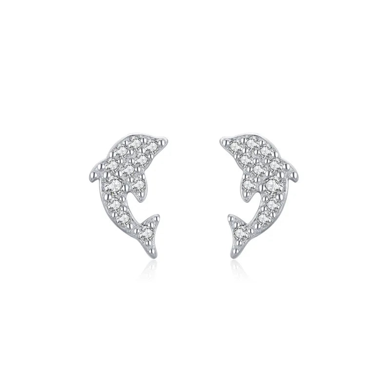 1 Paar 925 Sterlingsilber Zirkon Delfin Ohrstecker | Shop Nory