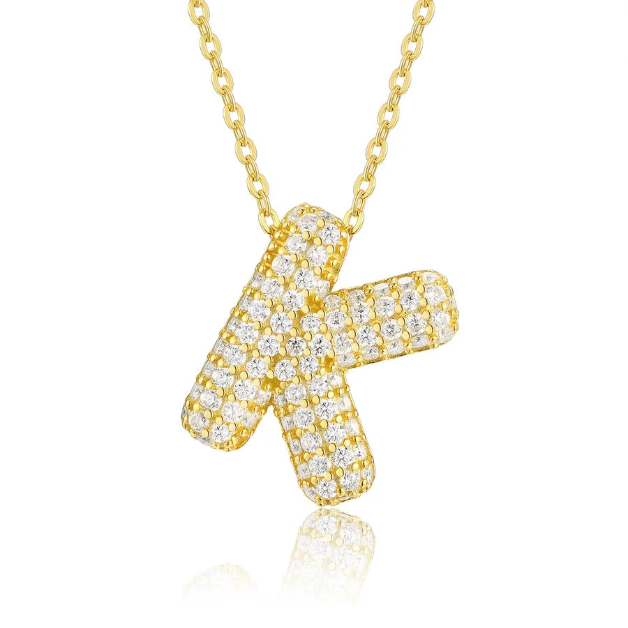 925 Sterling Silver Moissanite Kabelkette Buchstaben Anhänger Halskette | Shop Nory