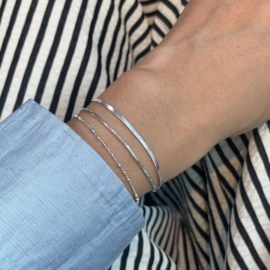 925 Sterling Silber Perlenkette Schlangenkette Armbänder Eleganter Einfacher Stil | Shop Nory
