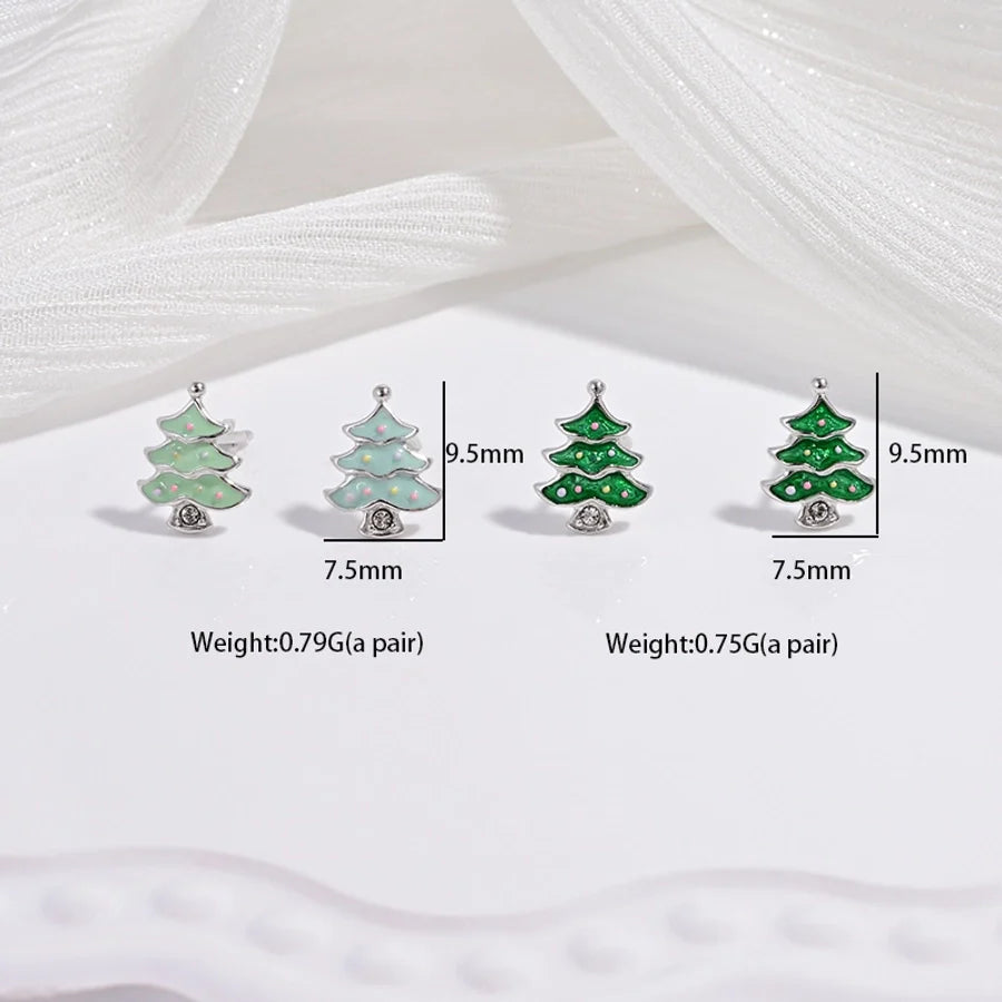 1 Paar 22K goldplattiert rhodiumbeschichtet 925 Sterling Silber Zirkon 925 Sterling Silber Ohrringe Weihnachtsbaum Weihnachtsmütze Obst Ohrstecker | Shop Nory