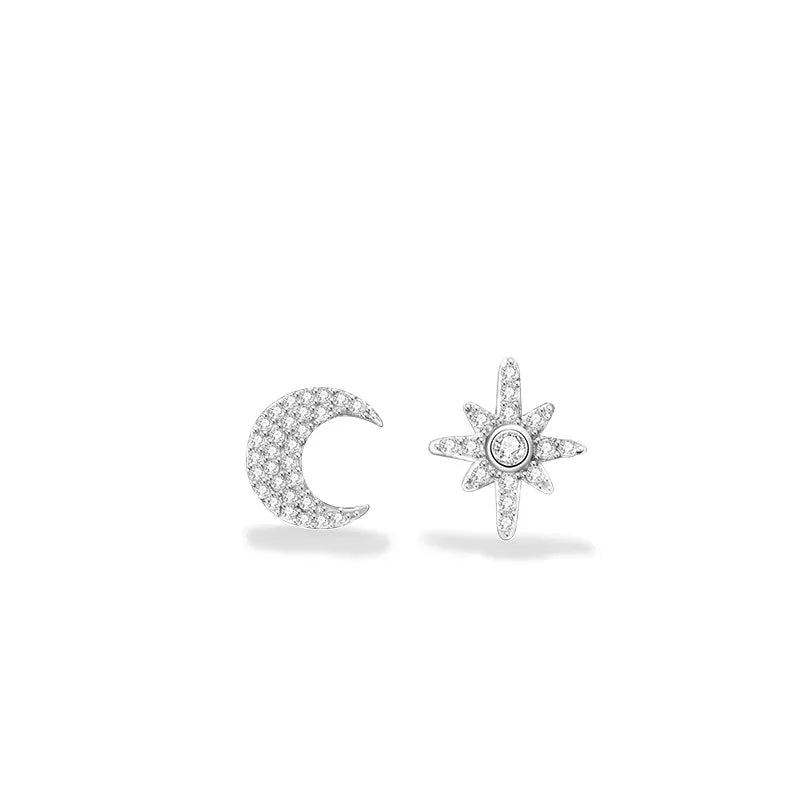 Star Moon Sterlingsilber 925 Halskette Sonder-Interessendesign Leicht Luxus Zirkon Achtzackiger Stern Schlüsselbein-Kette Quastenanhänger | Shop Nory