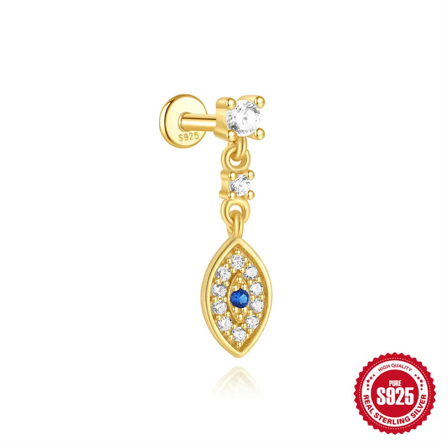 1 Stück 925 Sterling Silber Zirkon 925 Sterling Silber Ohrringe Geometrische Teufelsauge Ohrstecker | Shop Nory
