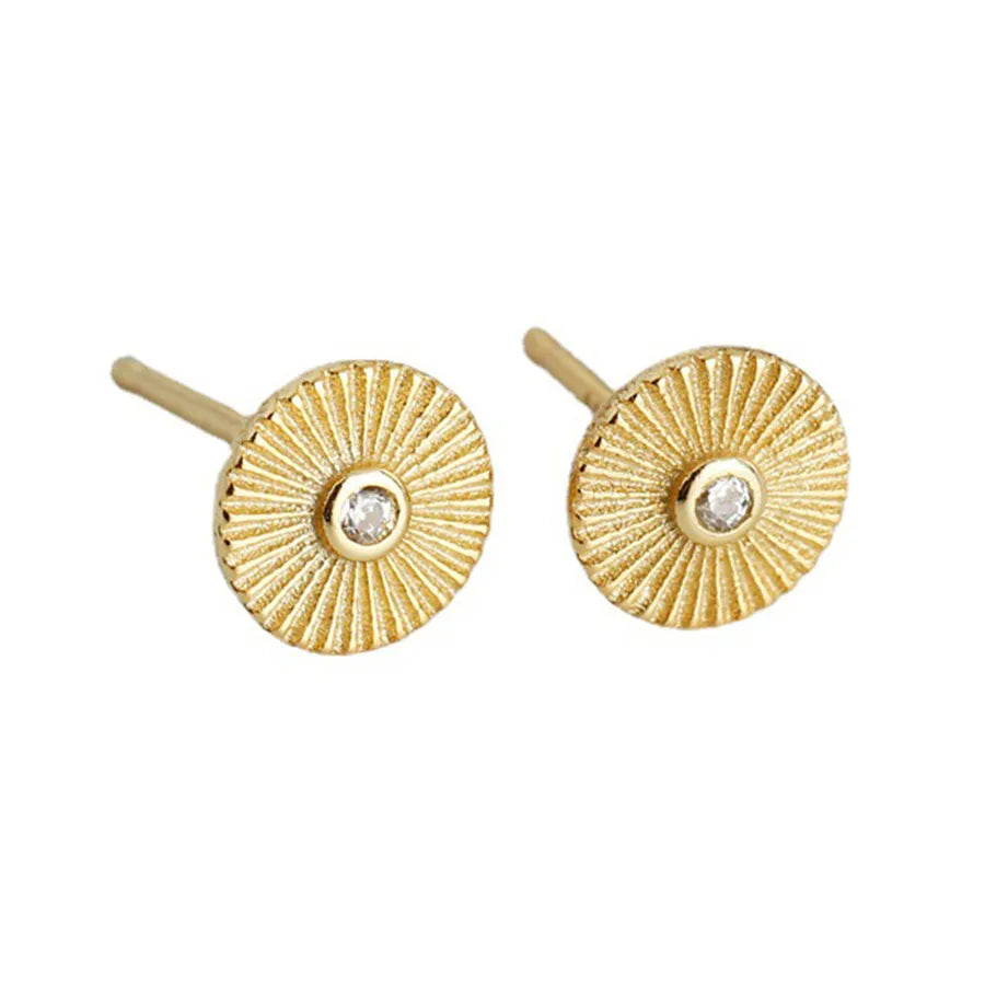 K Gold Plated White Gold Plated 925 Sterling Silver Zircon 925 Sterling Silver Ohrringe Runde Astrolabium Ohrstecker | Shop Nory