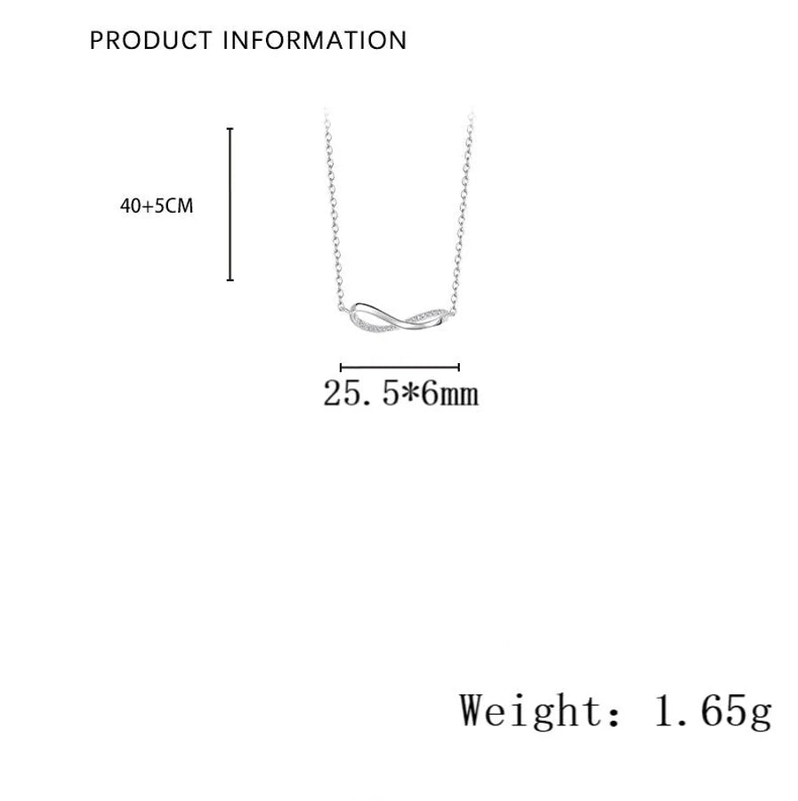 925 Sterling Silber Zirkon Kabelkette Unendlichkeit Anhänger Halskette | Shop Nory