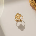 Damen Ring "Lina" Kleeblatt, gold in Edelstahl | Shop Nory