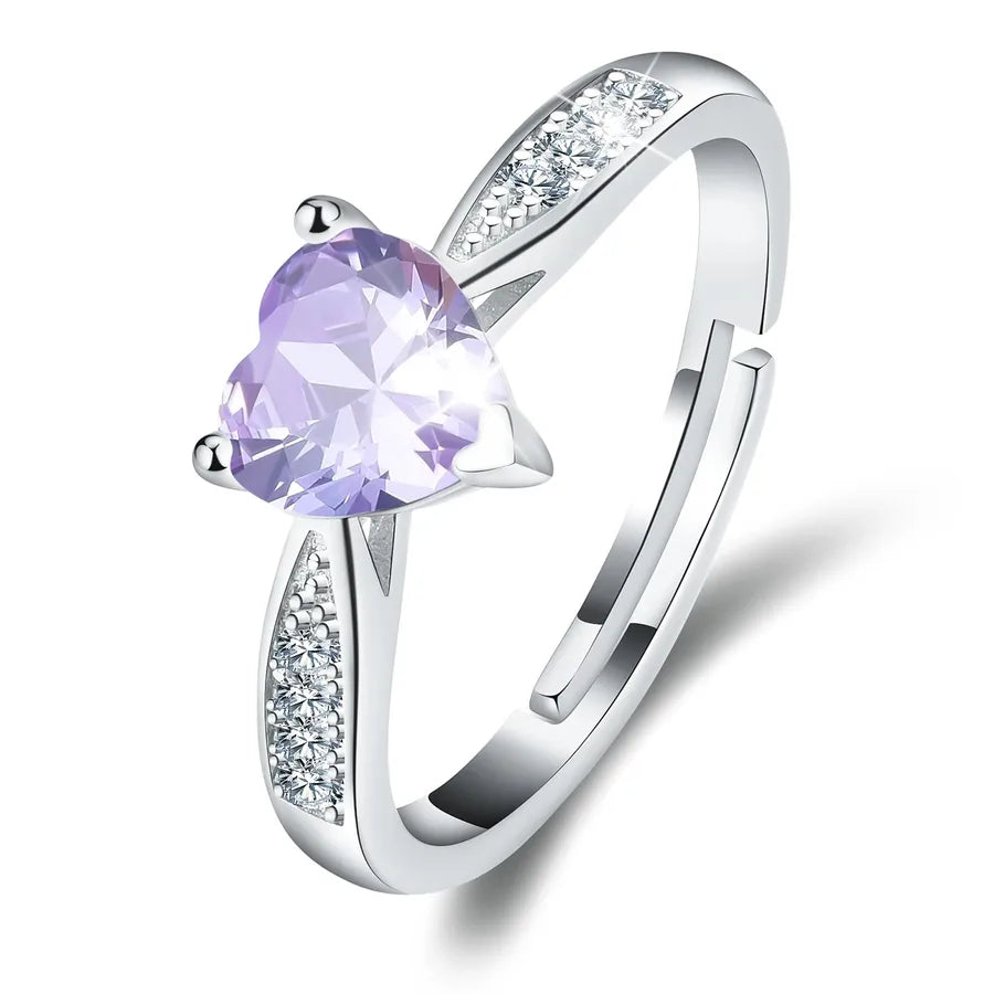 925 Sterling Silber Moissanit Herzform Offene Ringe 925 Sterling Silber Ringe | Shop Nory