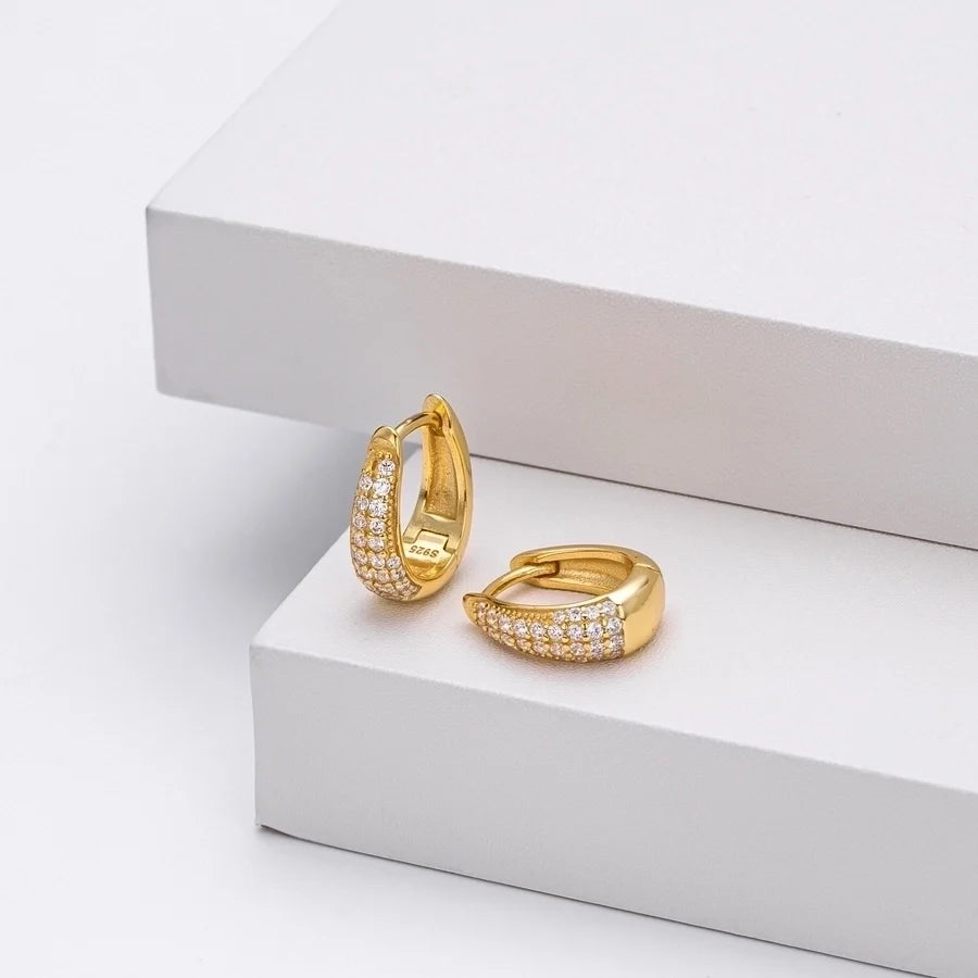 1 Paar 18K Gold Beschichtet Weißgold Beschichtet Rhodium Beschichtet 925 Sterling Silber Zirkon 925 Sterling Silber Ohrringe Geometrische Ohrringe | Shop Nory