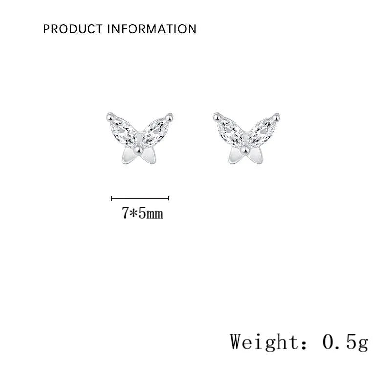 1 Paar S999 Silber Zirkon 925 Sterling Silber Ohrringe Schmetterling Ohrstecker | Shop Nory
