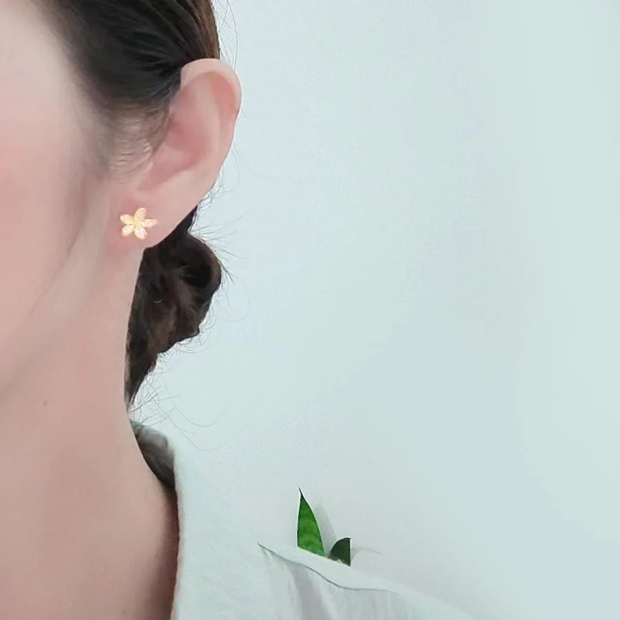 1 Paar 18K vergoldete 925 Sterling Silber Zirkon 925 Sterling Silber Ohrringe Blumen Ohrstecker | Shop Nory