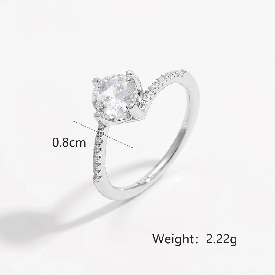 Weißgold plattiert 925 Sterling Silber Zirkon quadratische Herzform Ringe 925 Sterling Silber Ringe | Shop Nory