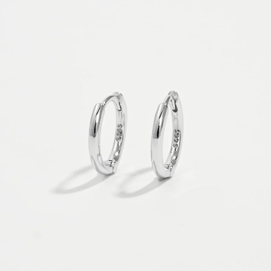 1 Paar Weißgoldbeschichtete 925 Sterling Silber 925 Sterling Silber Ohrringe Runde Ohrringe | Shop Nory