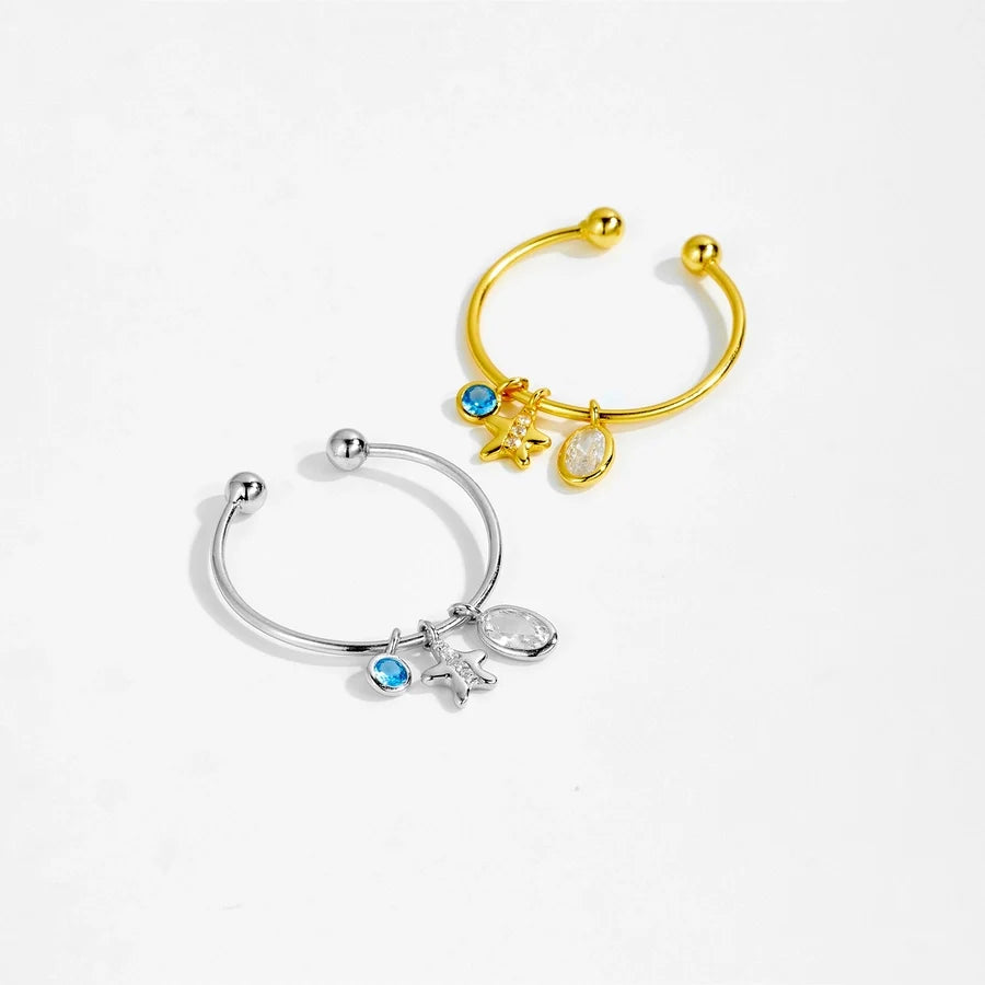 18K vergoldete weiße vergoldete 925 Sterling Silber Zirkon runde Buchstabenringe 925 Sterling Silber Ringe | Shop Nory