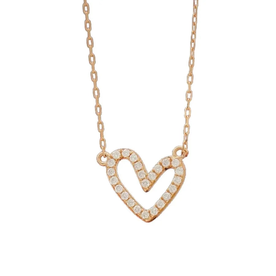925 Sterling Silber Kabelkette Beschichtung Herzform Anhänger Halskette | Shop Nory