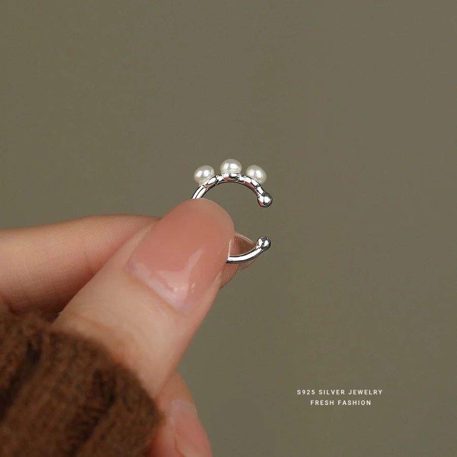 1 Stück 925 Sterling Silber Perle 925 Sterling Silber Ohrringe Geometrische Ohrklemmen | Shop Nory