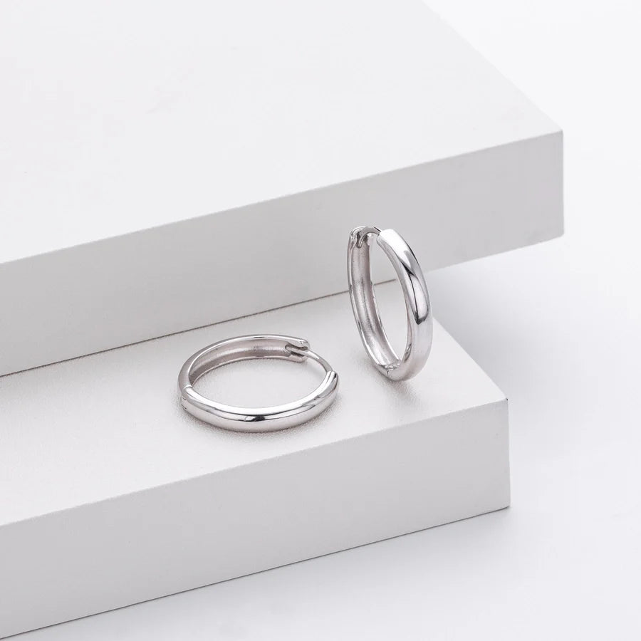 1 Paar 18K Goldplattierte Weißgoldplattierte Rhodiumplattierte 925 Sterling Silber 925 Sterling Silber 925 Sterling Silber Ohrringe Kreisohrringe | Shop Nory