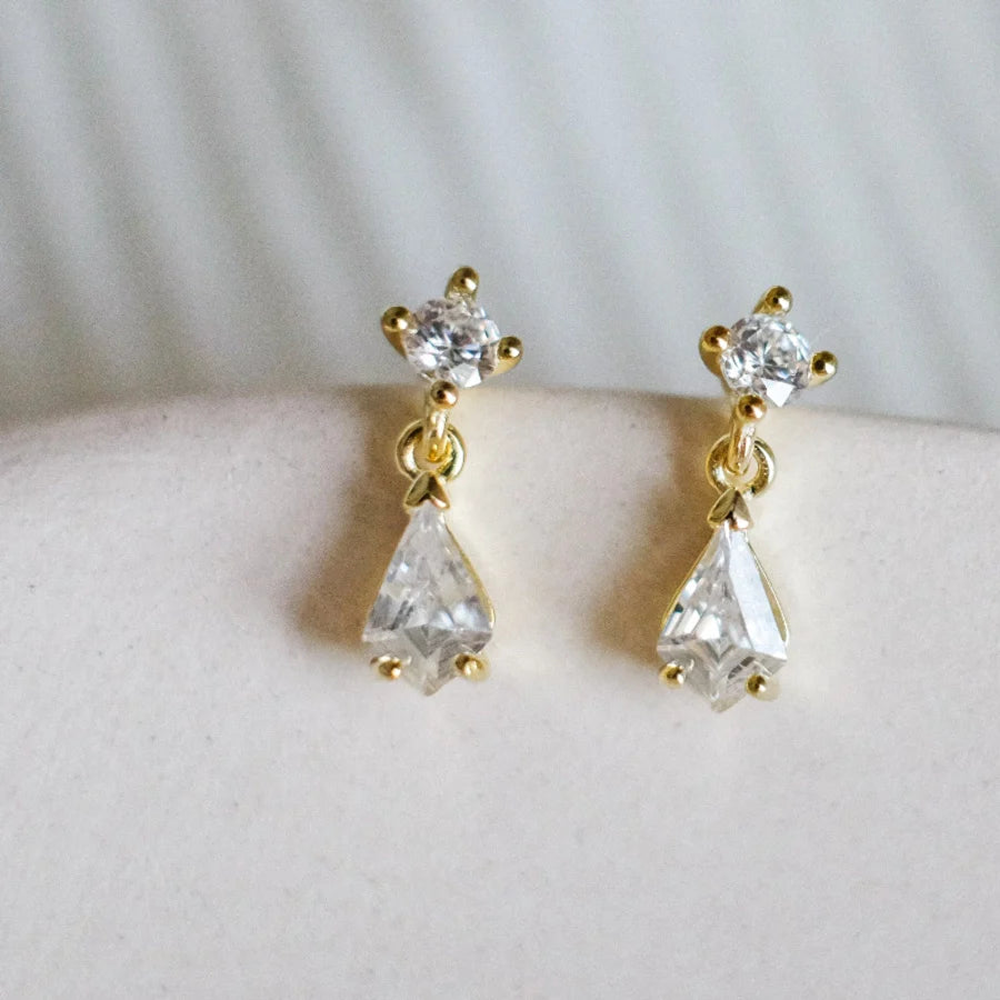 1 Paar 14K vergoldete 925 Sterling Silber Zirkon 925 Sterling Silber Ohrringe Wassertropfen Tropf Ohrringe | Shop Nory