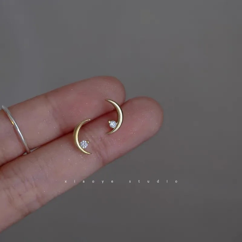 1 Paar 925 Sterling Silber Zirkon Mond Ohrstecker | Shop Nory