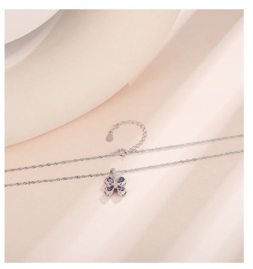 925 Sterling Silber Zirkon Polieren Einlage Blütenanhänger Halskette | Shop Nory