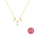 925 Sterling Silber Zirkon Kabelkette Beschichtung Geometrische Multi Charms Halskette | Shop Nory