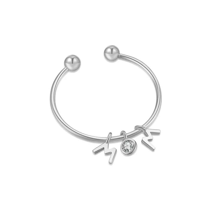 18K vergoldete weiße vergoldete 925 Sterling Silber Zirkon runde Buchstabenringe 925 Sterling Silber Ringe | Shop Nory