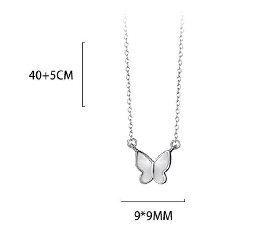 925 Sterling Silber Weiße Muschel Kabelkette Beschichtung Schmetterlingsanhänger Halskette | Shop Nory