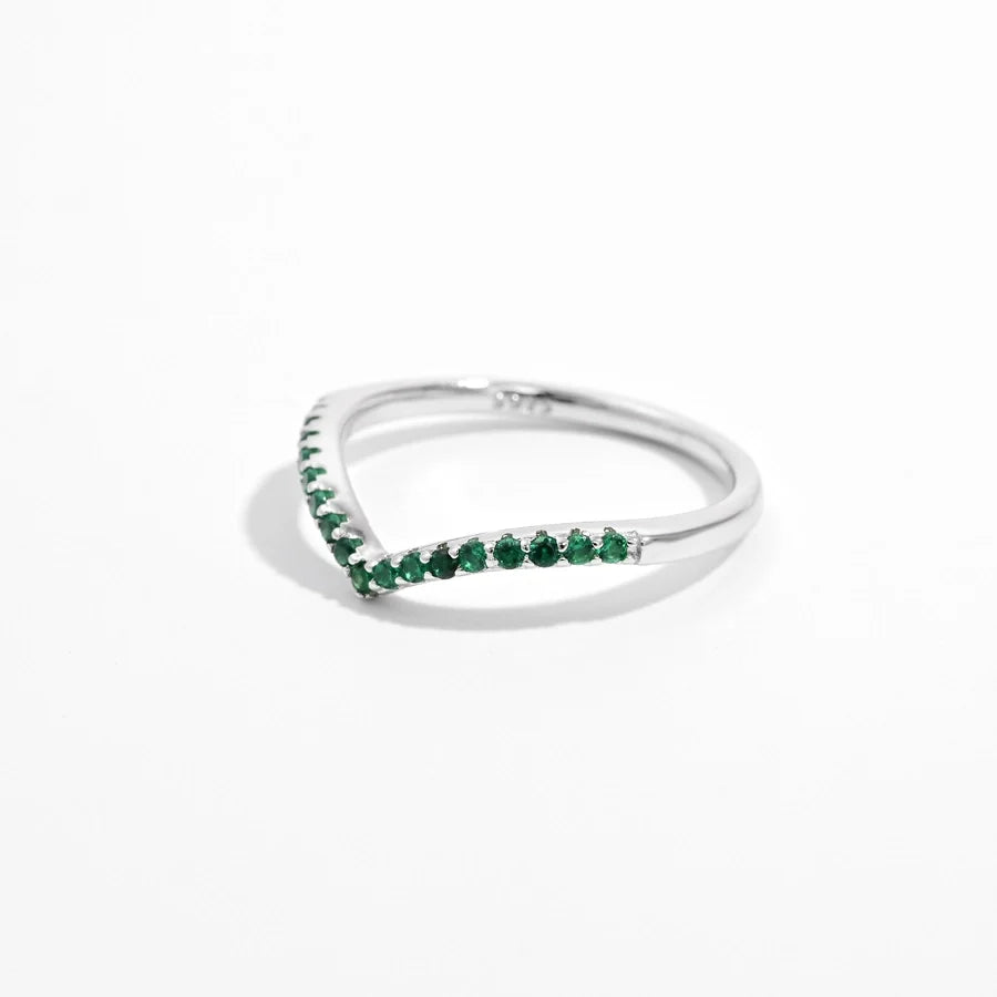 Weißgoldbeschichtete 925 Sterling Silber Zirkon V-Form Ringe 925 Sterling Silber Ringe | Shop Nory