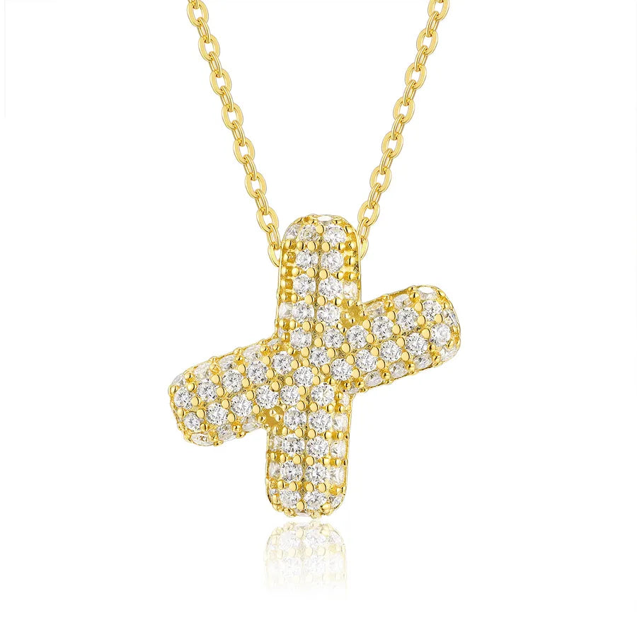 925 Sterling Silver Moissanite Kabelkette Buchstaben Anhänger Halskette | Shop Nory