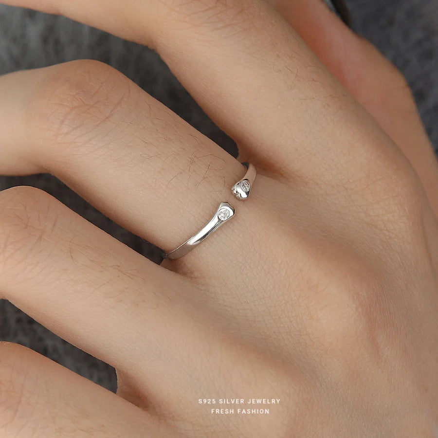 925 Sterling Silver Zirkon Tier Pfotenabdruck Offene Ringe 925 Sterling Silver Ringe | Shop Nory