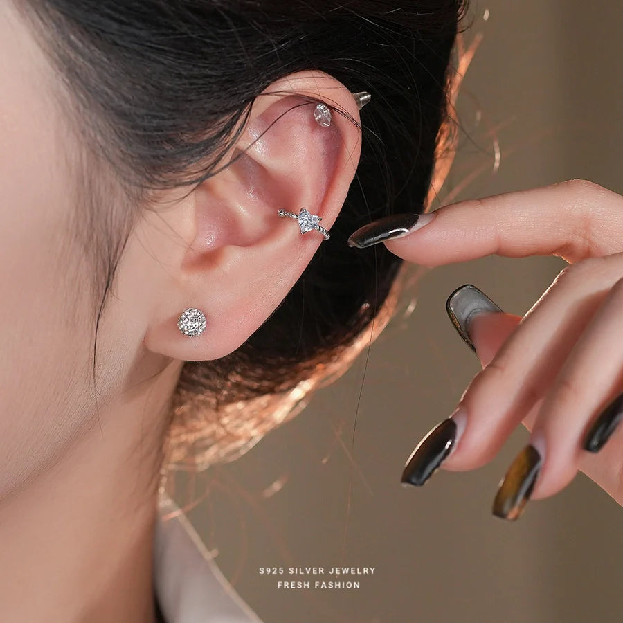 1 Stück 925 Sterling Silber Zirkon 925 Sterling Silber Ohrringe Herzform Ohr Cuffs | Shop Nory