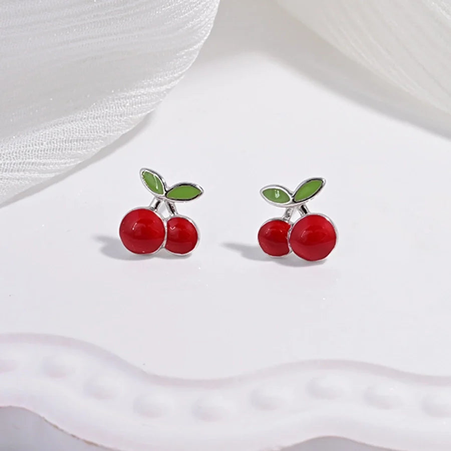 1 Paar 22K goldplattiert rhodiumbeschichtet 925 Sterling Silber Zirkon 925 Sterling Silber Ohrringe Weihnachtsbaum Weihnachtsmütze Obst Ohrstecker | Shop Nory