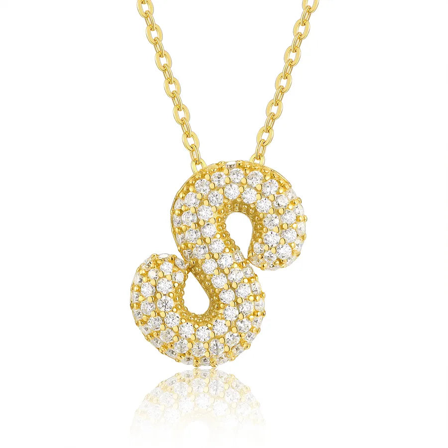 925 Sterling Silver Moissanite Kabelkette Buchstaben Anhänger Halskette | Shop Nory