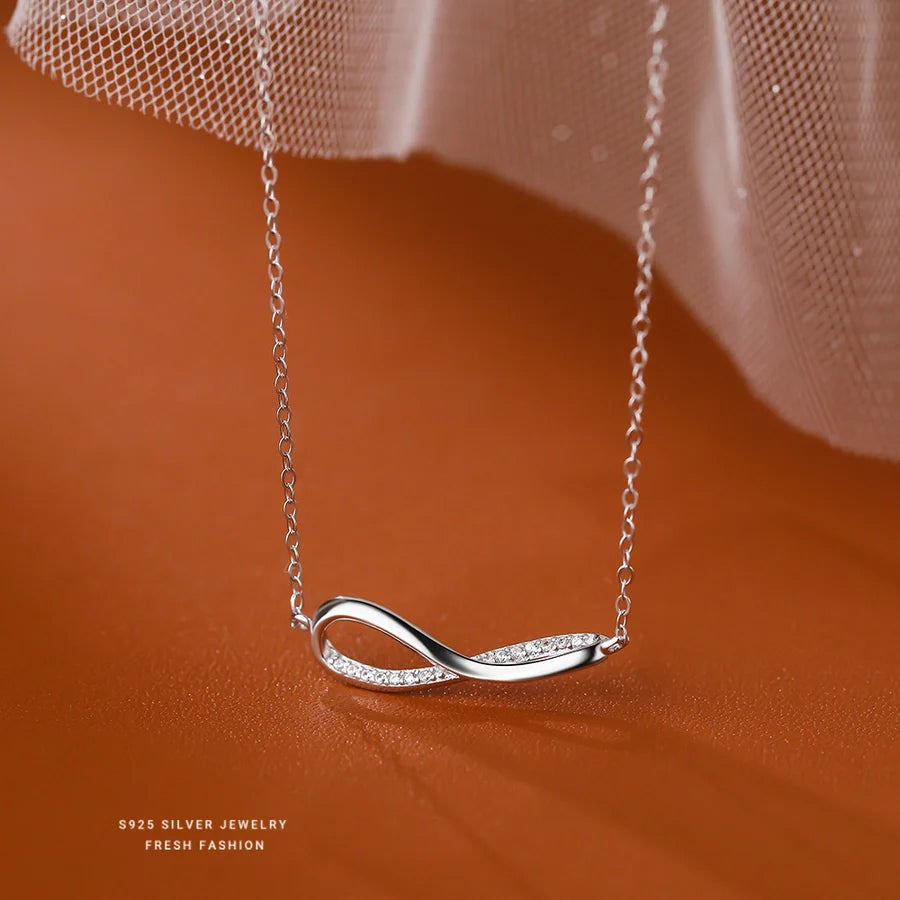 925 Sterling Silber Zirkon Kabelkette Unendlichkeit Anhänger Halskette | Shop Nory