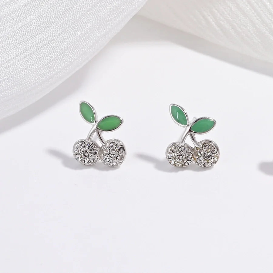 1 Paar 22K goldplattiert rhodiumbeschichtet 925 Sterling Silber Zirkon 925 Sterling Silber Ohrringe Weihnachtsbaum Weihnachtsmütze Obst Ohrstecker | Shop Nory