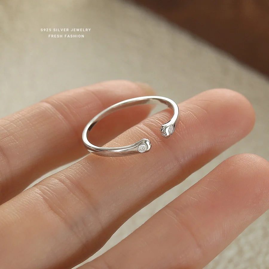 925 Sterling Silver Zirkon Tier Pfotenabdruck Offene Ringe 925 Sterling Silver Ringe | Shop Nory