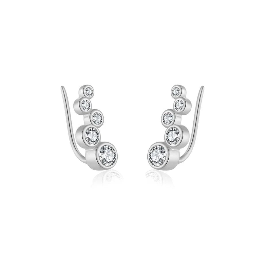 1 Paar 18K Goldbeschichtete Weißgoldbeschichtete 925 Sterling Silber Zirkon 925 Sterling Silber Ohrringe Geometrische Ohrstecker | Shop Nory