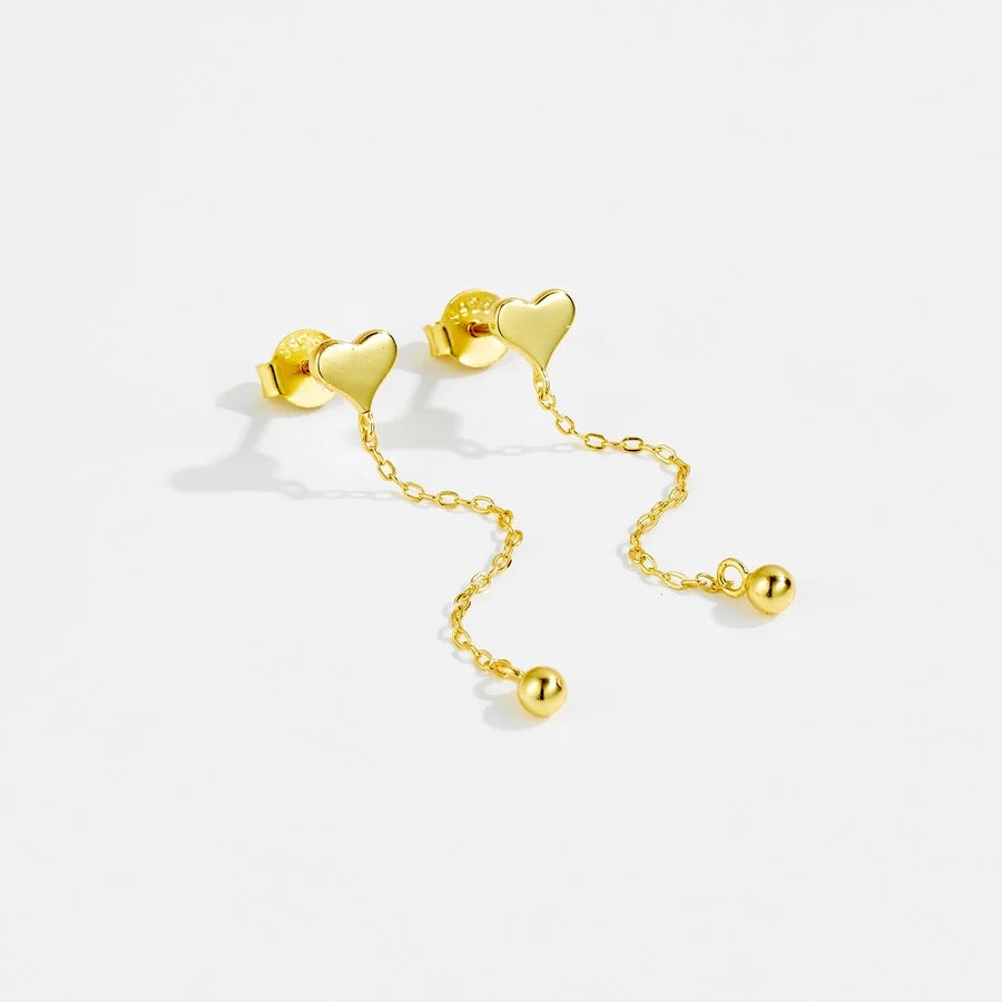 1 Paar 18K Gold Plattiert Weißgold Plattiert Sterlingsilber 925 Sterlingsilber Ohrringe Herzform Einfarbige Tropf Ohrringe | Shop Nory